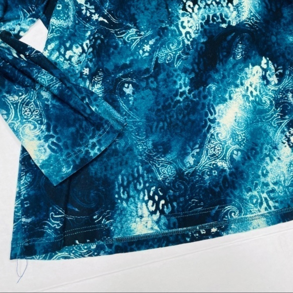 𝅺susan Lawrence Deep Teal Patterned Women’s Top - Picture 2 of 5